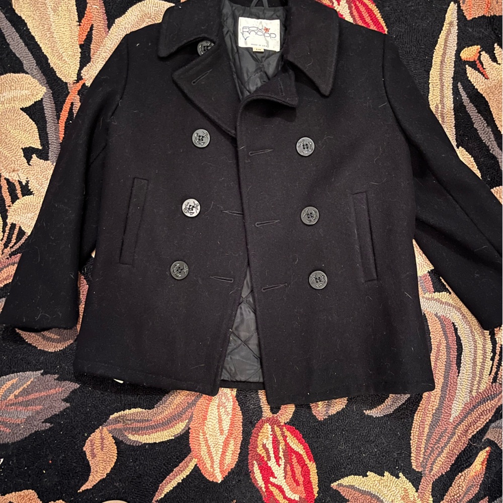 Black Double-Breasted Navy style Pea coat Women's Jacket